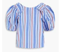 Striped cotton-poplin top - Blue