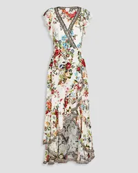 Camilla Embellished floral-print silk crepe de chine midi wrap dress - Multicolor Multicolor