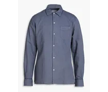 Cotton and linen-blend shirt - Blue
