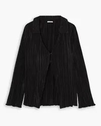 Reformation Laylin pleated plissé-crepe blouse - Black Black