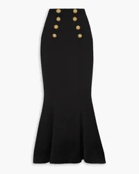 Balmain Button-embellished wool maxi skirt - Black Black