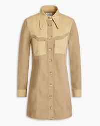 Ganni Two-tone denim mini shirt dress - Neutral Neutral