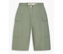 Cotton-poplin cargo shorts - Green