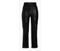 Logan Stovepipe cropped coated high-rise straight-leg jeans - Black