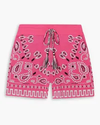 Alanui Bandana cotton-blend jacquard shorts - Pink Pink