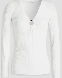 Sandro Ring-embellished cutout pointelle-knit top - White White