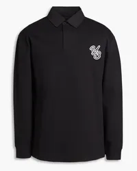 Y-3 Embroidered cotton-twill polo shirt - Black Black