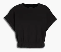 Franky cropped French cotton-terry top - Black