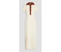 Daphne cotton-piqué and terrry midi shirt dress - White