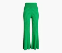 Astrid ribbed-knit flared pants - Green