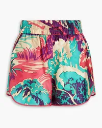 RED Valentino Printed silk-twill shorts - Blue Blue