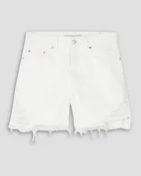 Stella McCartney Embroidered distressed denim shorts - White White