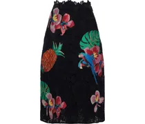 Appliquéd cotton-blend guipure lace skirt - Black