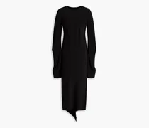 Asymmetric woven midi dress - Black