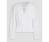 Breanna cotton-blend poplin blouse - White