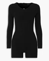 Haight Aurora open-back ribbed-knit playsuit - Black Black