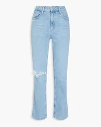 Paige Distressed mid-rise straight-leg jeans - Blue Blue