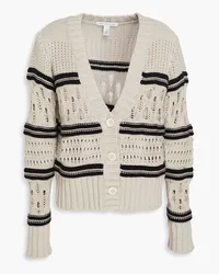 Autumn Cashmere Striped crochet-knit cardigan - Neutral Neutral