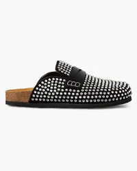 J.W.Anderson Crystal-embellished leather-trimmed suede slippers - Black Black