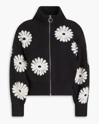 Sandro Jacquard-knit zip-up cardigan - Black Black