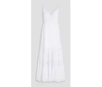 Geneva crocheted lace-trimmed cotton-blend maxi dress - White