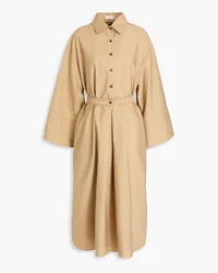 Brunello Cucinelli Bead-embellished cotton-blend poplin midi shirt dress - Neutral Neutral