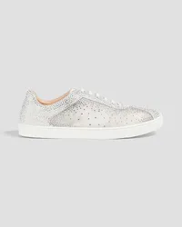 Gianvito Rossi Crystal-embellished mesh and suede sneakers - White White