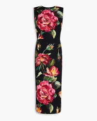 Dolce & Gabbana Floral-print silk-blend crepe de chine midi dress - Black Black