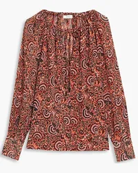 A.L.C. Bryce gathered printed silk-georgette blouse - Red Red