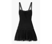 Elodie guipure lace-trimmed cotton-blend voile mini dress - Black