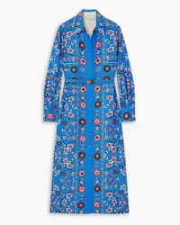 Tory Burch Printed silk-twill midi shirt dress - Blue Blue