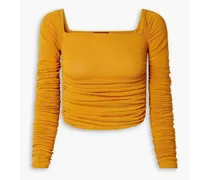 Asgard ruched stretch-jersey top - Yellow