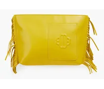 Fringed leather pouch - Yellow