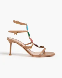 Gianvito Rossi Shanti 70 embellished leather sandals - Neutral Neutral