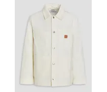 Appliquéd cotton-blend field jacket - White