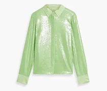 Alice Olivia - Willa sequined charmeuse shirt - Green