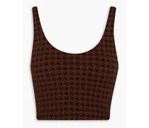 Tess cropped houndstooth jersey tank - Brown