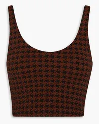 The Upside Tess cropped houndstooth jersey tank - Brown Brown