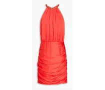 Kalita ruched silk-blend satin dress - Orange