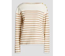 Bardot striped cotton-jersey top - White