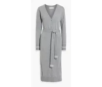 Belted merino wool and cashmere-blend midi dress - Gray