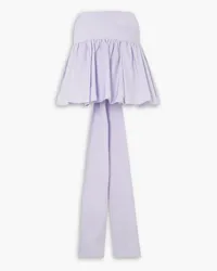 Cecilie Bahnsen James bow-embellished cotton-poplin peplum top - Purple Purple