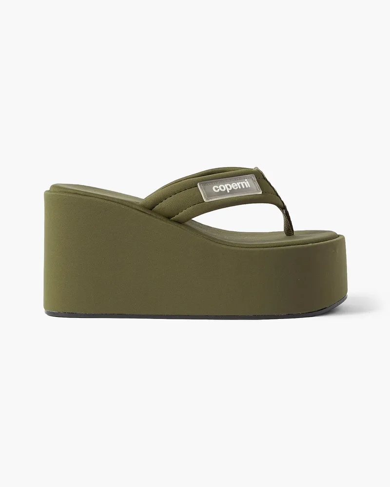 COPERNI Logo-appliquéd webbing wedge flip flops - Green Green