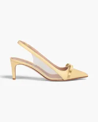 RED Valentino Bow-embellished PVC and leather slingback pumps - Yellow Yellow