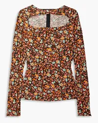 Victoria Beckham Cutout floral-print jersey top - Orange Orange