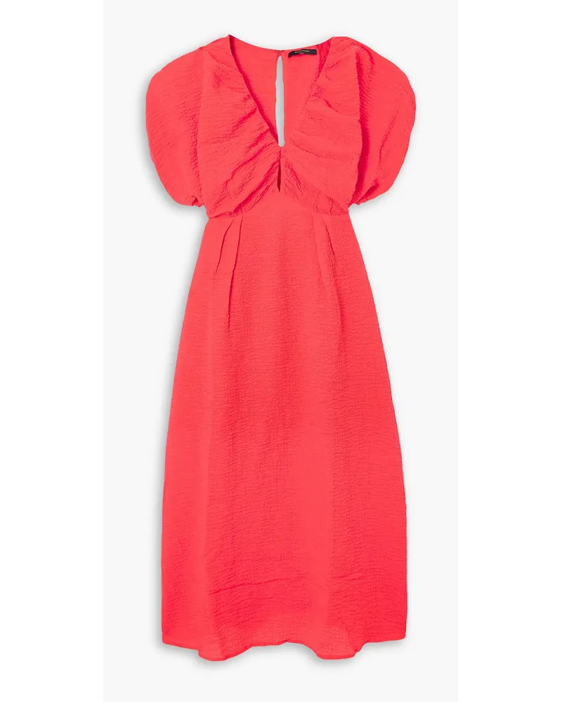 Mother of Pearl Cotton-blend seersucker midi dress - Orange Orange