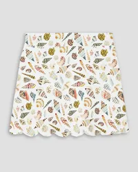 Marysia Morton scalloped printed seersucker mini skirt - White White