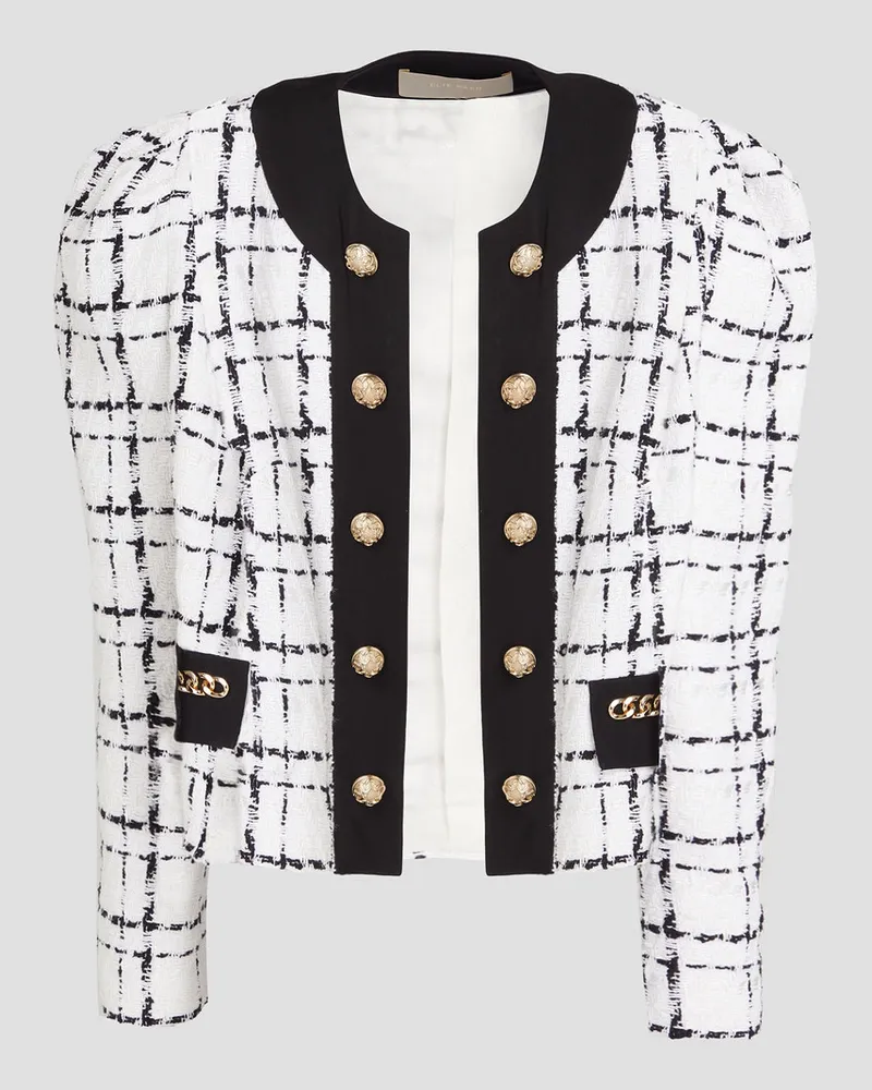 Elie Saab Embellished cotton-blend tweed jacket - White White