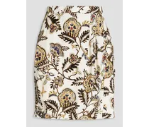 Venise floral-print crepe mini wrap skirt - White