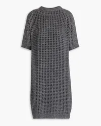 Brunello Cucinelli Sequin-embellished metallic open-knit mini dress - Gray Gray